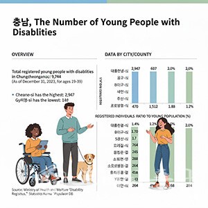 충청남도 청년 장애인 등록인구 총 9744명 이미지 지표