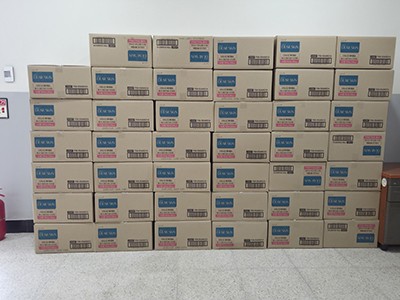 청양가정성통합상담센터에서 지파운데이션으로부터 지원받은 생리대 41박스. 청양군